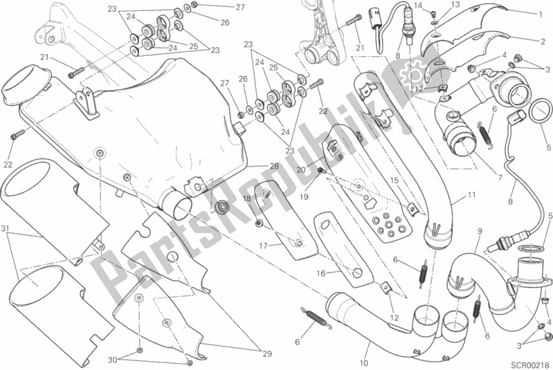 All parts for the Exhaust System of the Ducati Scrambler Classic Thailand 803 2017